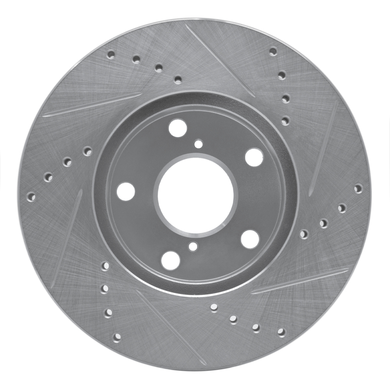 Toyota RAV4 Brake Rotor (1) - Front Left - R1 Concepts - Drilled & Slotted - Silver - `01-`05